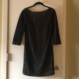 Diane Von Furstenberg black & tan lace dress
